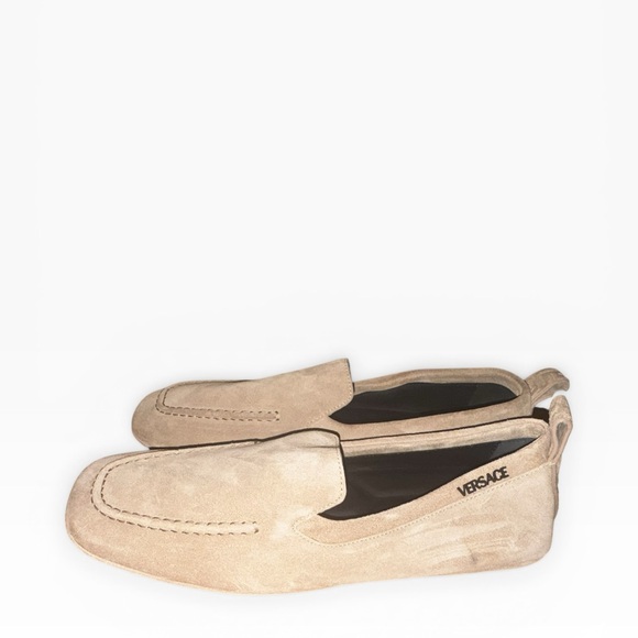 Versace Tan Suede Slip-On Driving Loafers main image 4